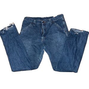 Mens Wrangler Denim Jeans Vintage Sz 32 X 32 Side Pockets Rare Design Straight